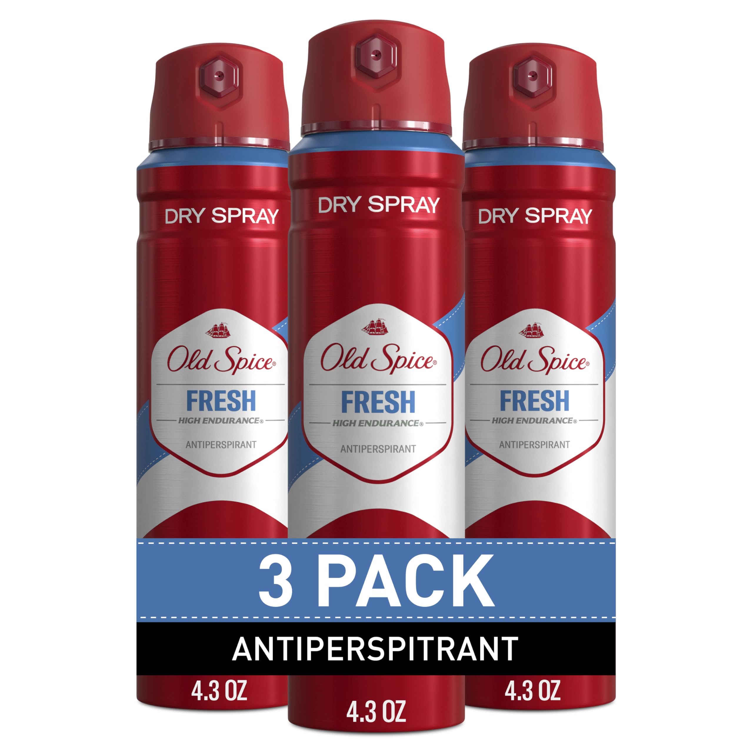 Old Spice Dry Spray Antiperspirant Deodorant for Men, High Endurance, 24/7 Sweat Defense & Odor Protection, 24/7 Freshness & Lasting Scent, Fresh Scent, 4.3 oz (Pack of 3)