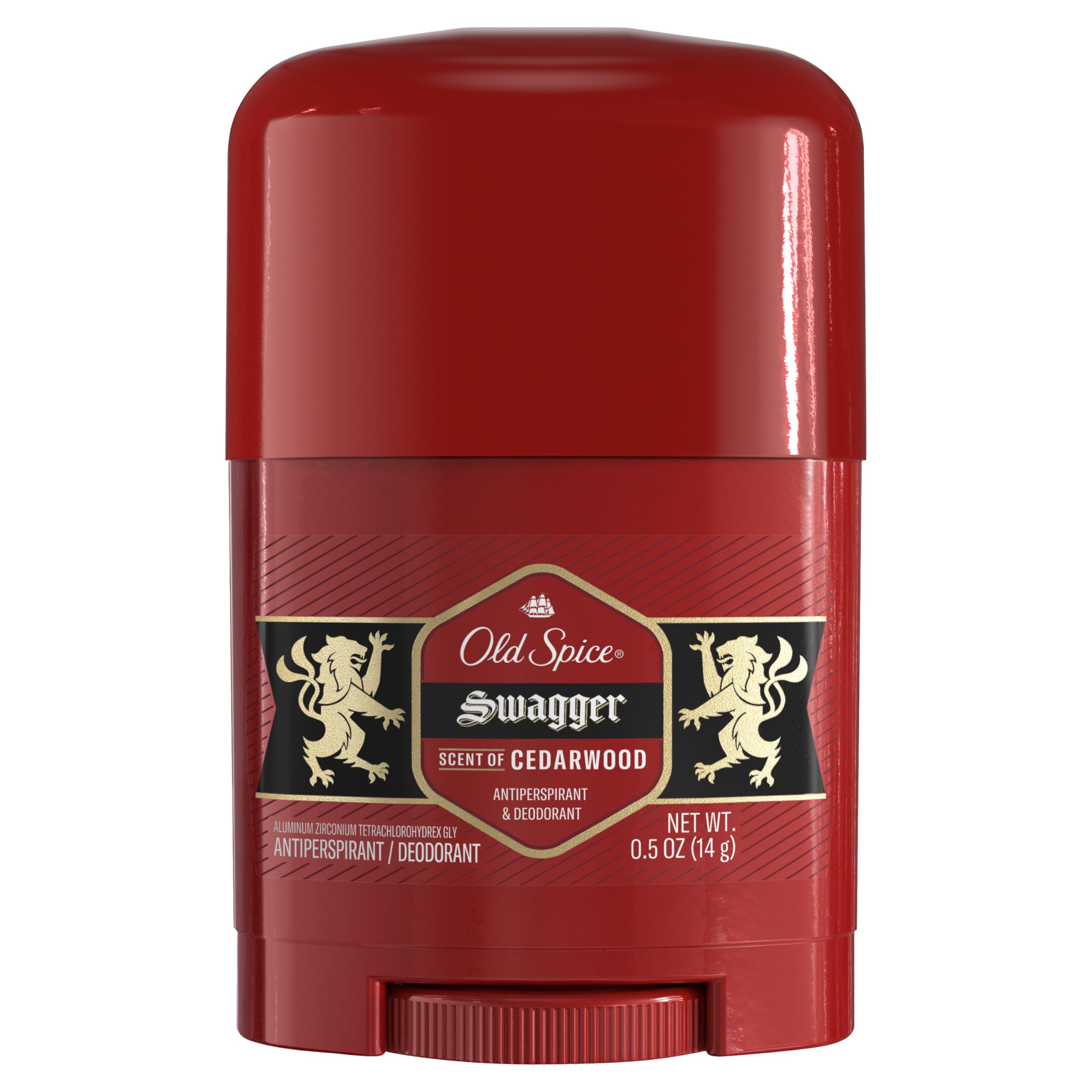 Old Spice Antiperspirant Deodorant for Men, 24/7 Sweat & Odor Protection, 24/7 Lasting Freshness, Invisible Solid, Swagger with Cedarwood Scent, Trial Size, 0.5 oz
