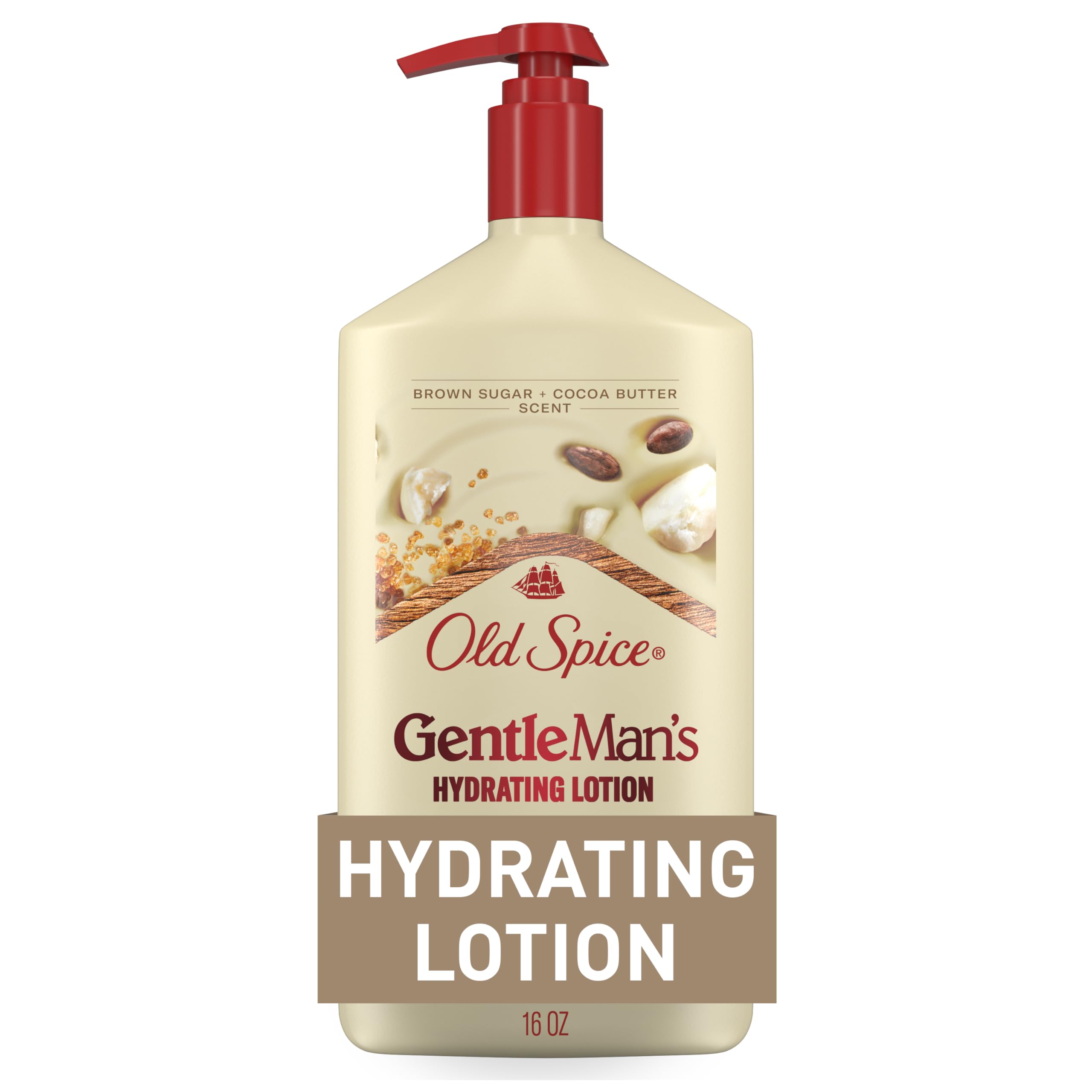 Old Spice Hand, Face & Body Lotion for Men, 24/7 Lightweight Moisturization with Vitamin B3, Instant Absorption, For All Skin Types, Brown Sugar + Cocoa Butter Scent, 16 oz