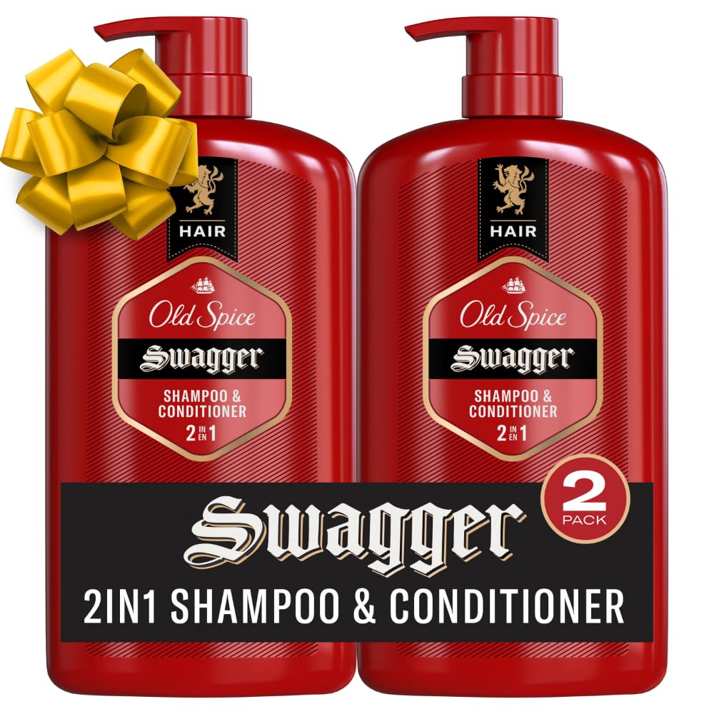 Old Spice Swagger 2-in-1 Shampoo and Conditioner Set for Men, Cedarwood Lime Scent, Healthier, Fuller, More Moisturized Looking Hair, Barbershop Quality, 29.2 Fl Oz Each, Twin Pack